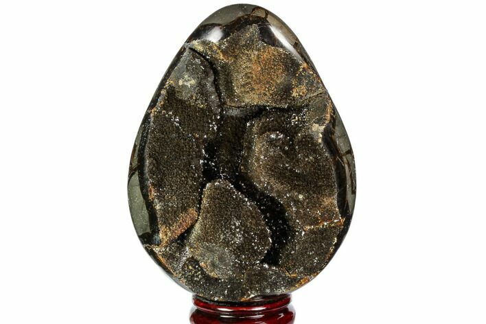 Septarian Dragon Egg Geode - Black Crystals #111231